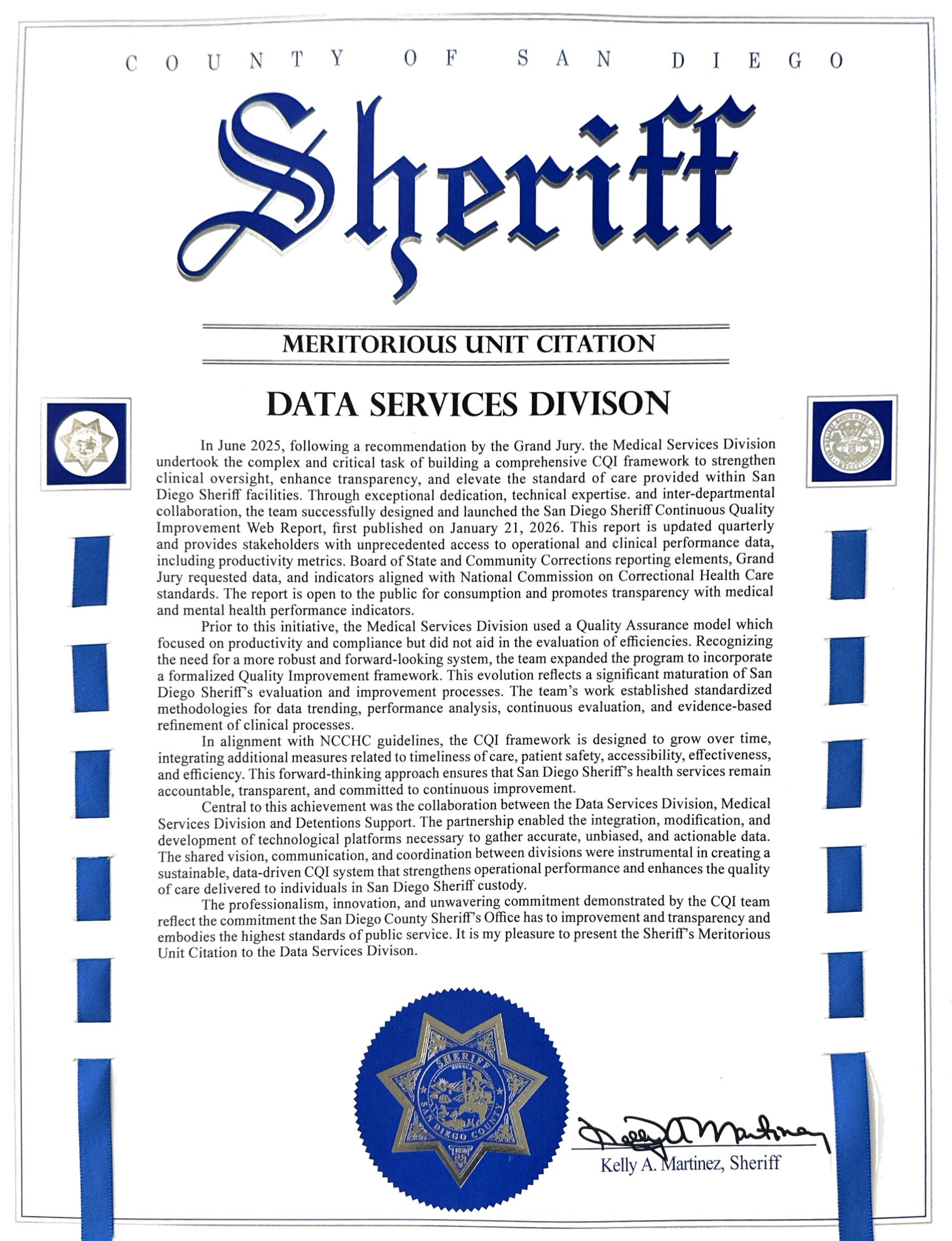 Data Services Division Award